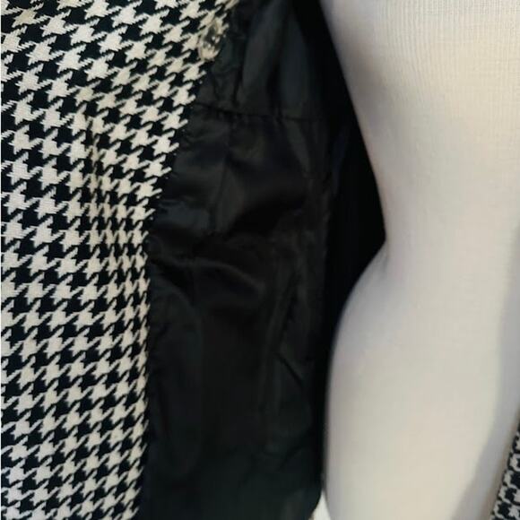 Houndstooth Short Sleeve Statement Coat Black And White Size Small - Picture 6 of 10